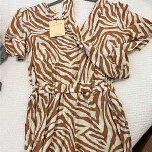 Brown and White Zebra Print jumpsuit